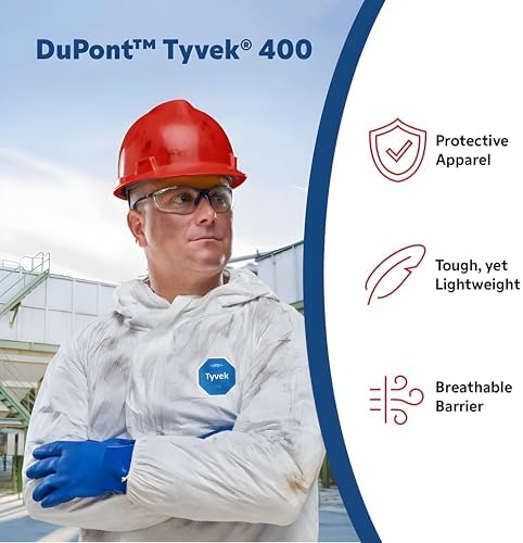DuPont Tyvek TY127S Disposable Coverall with Respirator-Fit Hood and Elastic Cuff, White, X-Large, 1-Pack - Image 3