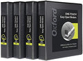 Oxford 3 Ring Binders, Binders for School and Office, Durable 1.5 Inch ONE-Touch Easy Open D Rings, View Binder Covers on 3 Sides, Durable Hinge, Non-Stick, PVC-Free, Black, 4 Pack (79905) by Oxford