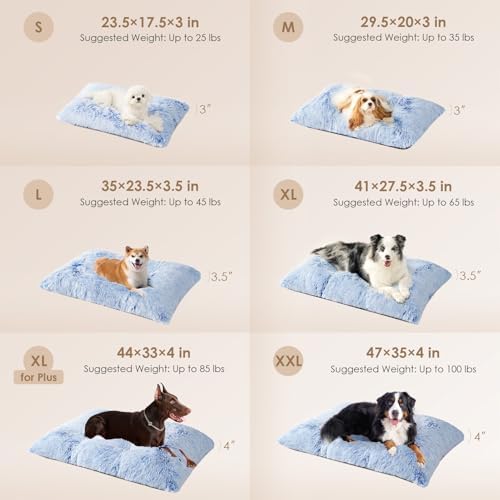 EHEYCIGA Fluffy Dog Crate Bed, Plush XX Large Dog Pillow, Blue - Image 2