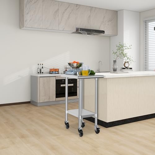 HARDURA Stainless Steel Commercial Table 24×18 Inches with Casters - Image 6