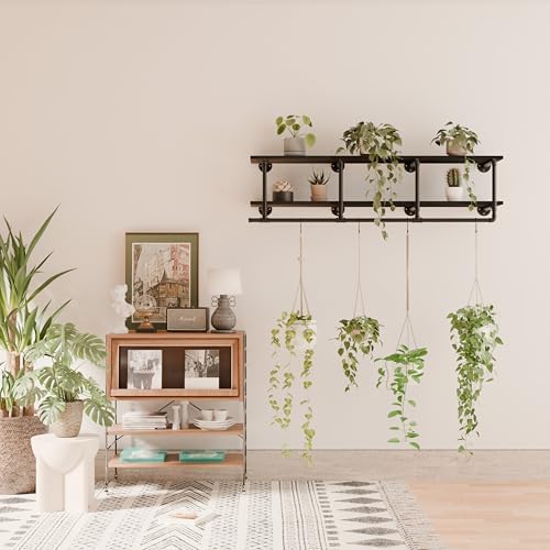 Wall Mounted Clothes Rack 12 Inch Deep, 60 Inch Heavy Duty Garment Rack with Real Black Wood Shelf, Multi-Purpose Hanging Rod & Space-Saving Closet Storage Organizer - Image 7