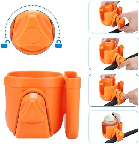 Accmor Stroller Cup Holder with Phone Holder, Bike Cup Holder, Walker Scooter Wheelchair Cup Holder Attachment, Universal Cup Holder for Uppababy Graco Strollers - Image 6
