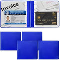 Ziciner 4PCS Car Registration and Insurance Holder, 5.2"× 4.7" Leather Auto Glove Box Organizer with Closure, Essential Car Document Holder for Card, Driver License (Blue) by Ziciner