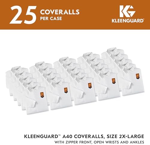 KleenGuard™ A40 Liquid & Particle Protection Coveralls (44305), Zipper Front, White, 2XL (Qty 25) - Image 2