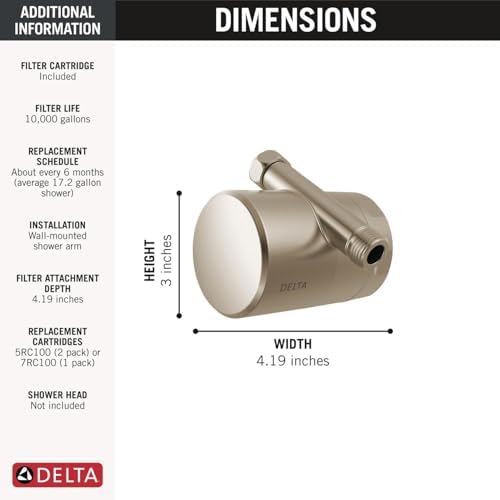 Delta Faucet Clarifi Standard Shower Filter Attachment with Filter, Shower Water Filter, Shower Head Filter, Spotshield Nickel 7SF100-SN - Image 6
