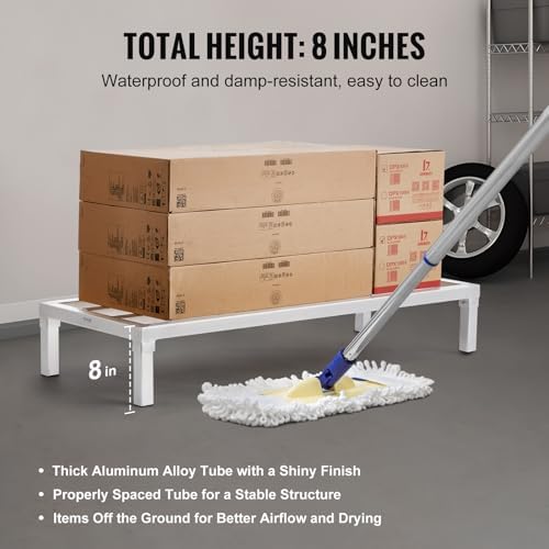 VEVOR Aluminum Dunnage Rack, 48” x 20” Commercial Food Floor Rack, 8” Off the Floor, 1800 lbs Capacity All-Welded Aluminum Storage Rack, for Storage in Restaurants, Kitchens, Garages and Vehicles - Image 3