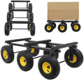 Heavy Duty Dolly 1200 lbs Capacity, 6-Wheel Foldable Utility Cart with 10" Inflatable Tires, Carbon Steel Platform Dolly for Moving Furniture, Equipment, Warehouse Use (Black) by LYNICESOP