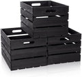 Weysat 3 Pack Large Wood Crates Box for Storage 16 Inch Unassembled Wooden Milk Crates with Handles Decorative Nesting Box for Display Unfinished Rustic Decor DIY Office Home Retail Art(Black) by Weysat