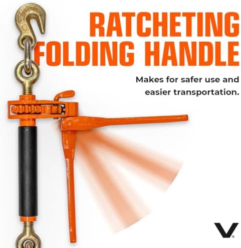 VULCAN Chain and Load Binder Kit - (2) Grade 80 3/8 Inch x 10 Foot Chains and (2) Folding Handle Load Binders - 7,100 Pound Safe Working Load - Image 3