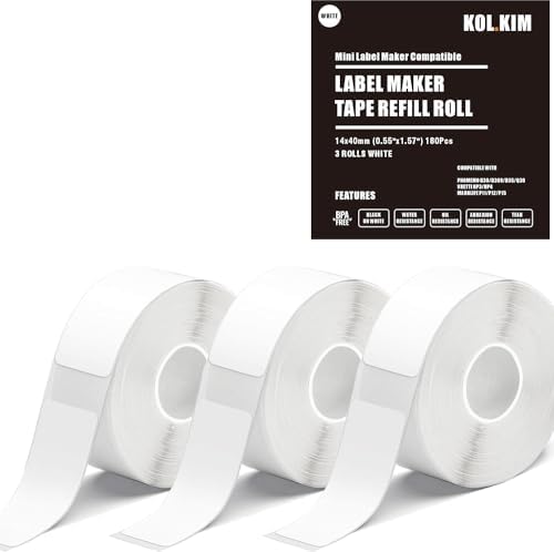 N12 Label Maker Tape N12 Labels Compatible with Nada N12 Label Printer 14x40mm (0.55"x1.57") Waterproof for Phomemo D30 D35 Q30 Thermal Mini Label Maker Label Tape Refills 3 Rolls, White - Image 5