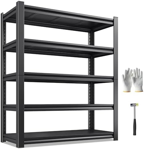 REIBII 5 Tier Garage Shelving for Garage, Adjustable Metal Shelving by REIBII