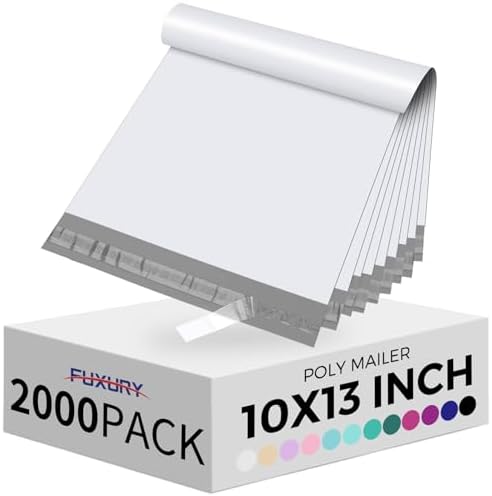 Fuxury 10x13" Poly Mailers 2000Pcs,Bulk Shipping Bags For Clothing,White by Fuxury