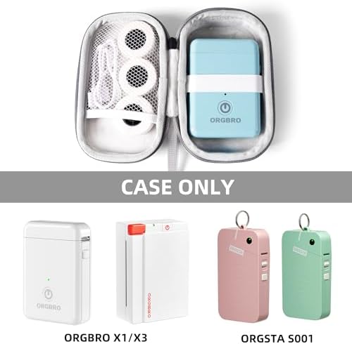ORGBRO Label Maker Carrying Case for X1 / X3 / ORGSTA S001 Label Printer, Hard Carrying Container Storage Case Organizer for Printer, Tape and Charging Cable (Gray) - Image 6