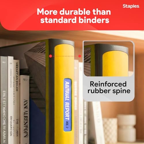 Staples Heavy-Duty 3-Inch D-Ring Binder, Yellow, Holds 600 Sheets - Image 4