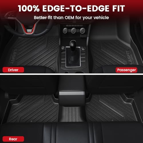 LASFIT Floor Mats & Cargo Mats for Volkswagen Jetta & Jetta GLI 2025 2024 2023 2022 2021 2020 2019, All Weather TPE Custom Fit Floor Liners for VW Jetta 1st & 2nd Row Car Mats & Trunk Mats, Black - Image 3
