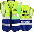 Luminous Safety Vest Customize Logo Outdoor Work Vest with Luminous Hi-Vis Reflective Strips (M, Yellow navy) by YOWESHOP