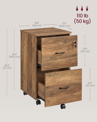 VASAGLE 2-Drawer File Cabinet, Small Rolling, Locking, Printer Stand - Image 3