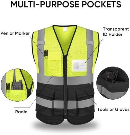 TICONN High Visibility Reflective Safety Vest for Men & Women, ANSI Class 2 - Image 4