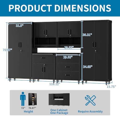 6-Piece Garage Storage Cabinets System Heavy Duty Workshop Set - Image 2