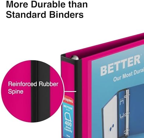 Staples Better 1.5-Inch 3-Ring Binder, Pink, Heavy-Duty - Image 4