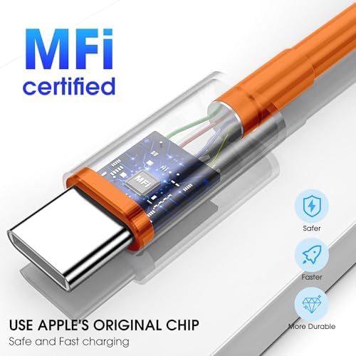 FEEL2NICE iPhone 17 Pro Max Orange USB C to USB C Cable, 3-Pack 6FT - Image 3