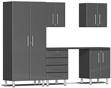 Ulti-MATE UG22061G 6-Piece Garage Cabinet Kit with Channeled Worktop in Graphite Grey Metallic by Unknown