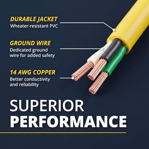 COLSEN Outdoor Extension Cord 50 ft with 11 Outlets, Yellow - Image 2