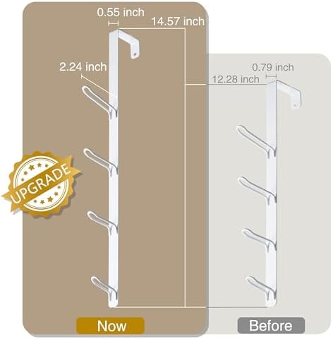 Over Door Towel Hooks: Space-Saving Overdoor Hanger Hook for Towels, Clothes, Coats – Vertical Storage Door Hook Organizer, Heavy-Duty Towel Hook for Bathroom & Closet, White, 3 PCS,for 1.7'' Doors - Image 4