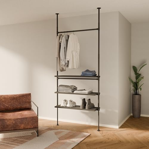 pamo Adjustable Clothes Rack with Shelves 41" W x 86"-98" H by pamo