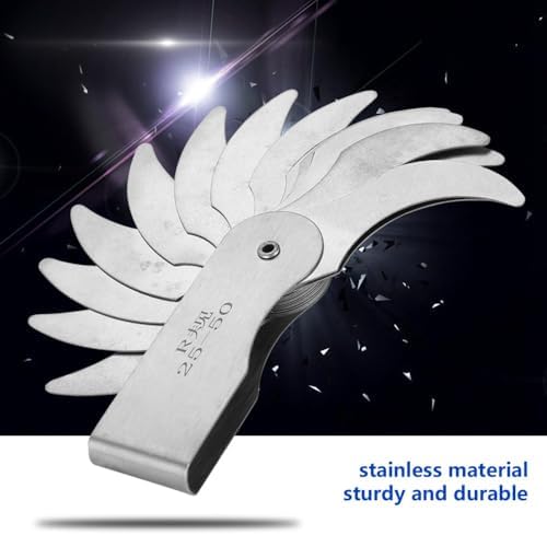 Steel Radius Gauge R25-50/R52-100MM - Radius Fillet Gauge External Internal Concave Convex Measuring Tool Radius Fillet Gauge 16 Blades(R25-50MM) - Image 2