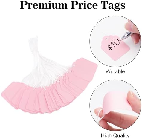 joycraft 200Pcs Price Tags with String Attached, 1.4x1.8 in Pink Gift Tags - Image 3
