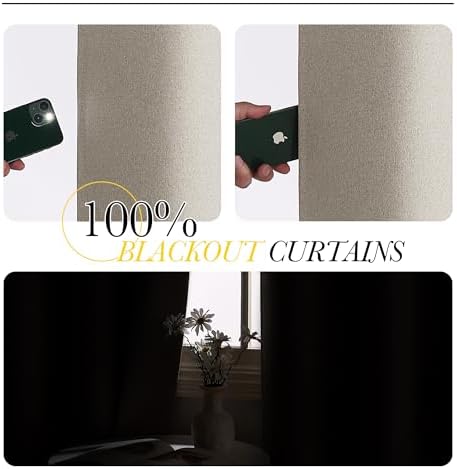 NICETOWN Natural Blackout Curtain 100 inches Wide 100% Light Blocking - Image 5