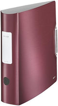 Leitz Lever Arch File, Garnet red, A4, Curved Spine 8.2 cm Width, Elastic Fastening, Light polyfoam, Style Range, 11080028 by Leitz