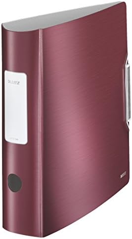 Leitz Lever Arch File, Garnet red, A4, Curved Spine 8.2 cm Width, Elastic Fastening, Light polyfoam, Style Range, 11080028 by Leitz