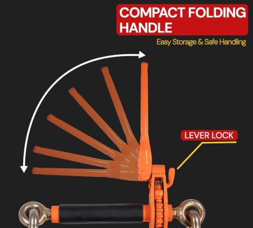 2 Pack 1/2" - 5/8" Hi-Viz Orange Quick Folding Handle Ratchet Load Binder with Grab Hook 18,100 lbs WLL | Tie Down Hauling Chain Binders for Flatbed Truck Trailer - Image 2
