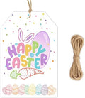 Happy Easter Gift Tags 50PCS, Easter Tags with String for Gift Wrapping, Easter Party Favor Tags, Hanging Tags for Treat Bags, Easter Gift Packaging Decorations by Unknown