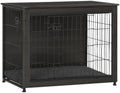 DWANTON 32.5" Dog Crate Furniture with Cushion, Wooden Kennel Table Indoor by DWANTON