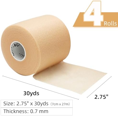 OK TAPE Pre Wrap Tape 4-Rolls 120 Yds Athletic Foam Underwrap for Sports - Image 2