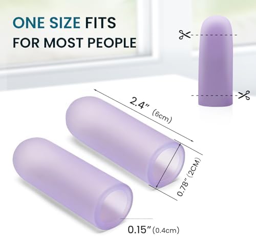 Povihome Finger Cots Protectors - Moisturizing Thumb and Finger Covers - Thickend Version- Elastic Cracked Silicone Finger Sleeves to Protect Cracked, Peel Finger and Other Finger Pain (Purple, 20PCS) - Image 2
