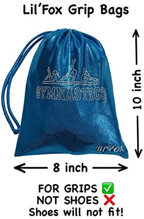 LIL'FOX 8"x10" Drawstring Gymnastics SMALL GRIP BAG 26x20cm - Lightweight Bag for Personal Equipment - Shiny Foil Rhinestones - Image 3