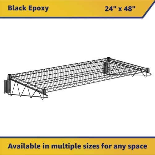 24" x 48" Wire Black Epoxy Wall Mount Shelf, Commercial Fixed Wall Mount Rack, NSF, Metal Floating Shelving for Kitchen, Stock Rooms, Home and Hotel - Image 3