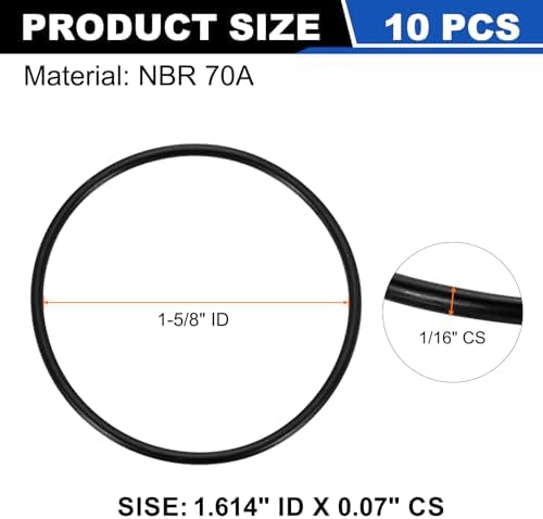 uxcell 10Pcs AS-030 NBR 70A O-Rings 1-5/8"ID x 1/16"CS/1.614"ID x 0.07"CS - Image 2