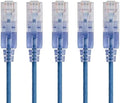 Monoprice SlimRun Cat6A Ethernet Patch Cable - Snagless RJ45 UTP Pure Bare Copper Wire 10G 30AWG 20ft Blue 5-Pack by Monoprice