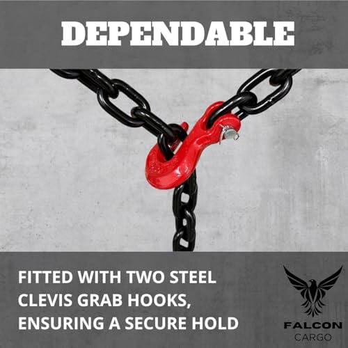 2PK - Falcon Cargo 3/8" X 12' Grade 80 Transport Binder Chain - 7,100 LBS WLL - Clevis Grab Hook, Tie-Down, Towing - Image 6