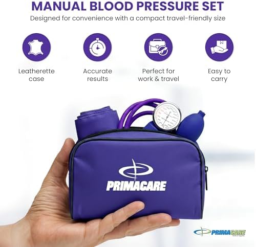PrimaCare DS-9197-PU Manual Blood Pressure Cuff with Stethoscope, Purple - Image 2