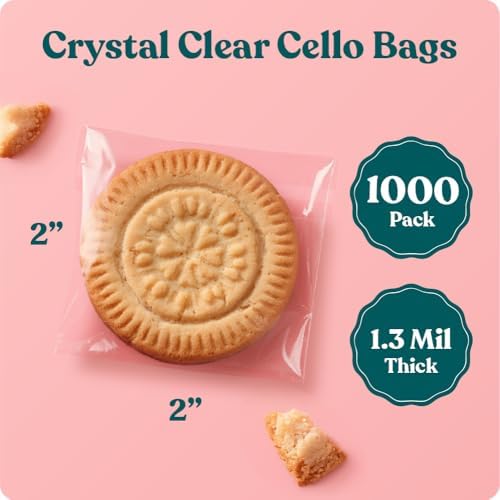2x2 Self Sealing Cellophane Bags (1000 Pack) - Clear Cookie Bags With Seal - Image 2