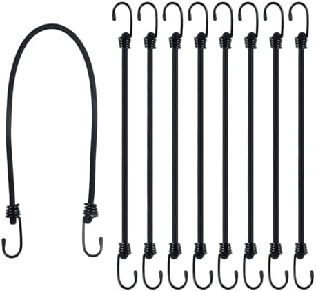 Bungee Cords with Hooks, 8 Pack 24 Inch Thick Elastic Rope – Strong, Stretchy Tie Downs with Secure Hooks for Cargo, Camping, Tents, Luggage – All-Weather by RadixRope