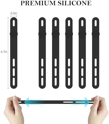 Donruby 30Pcs Silicone Cable Ties, Reusable Cord Organizer Straps, Black - Image 2
