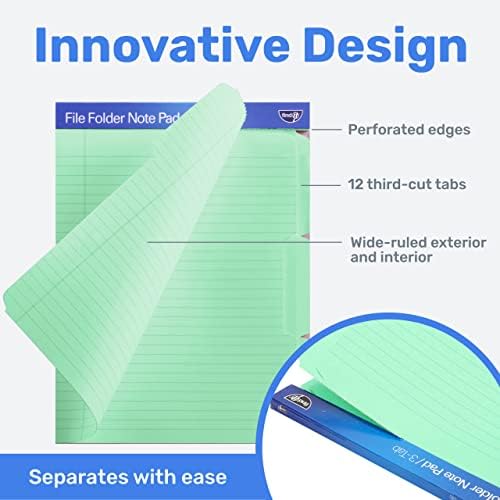 Find It File Folder Notepad - Pack of 12-9.5 x 12.5 Inch Notebook Organizer Folders for Filing, Document, and Clipboard Organization - Green - Image 3