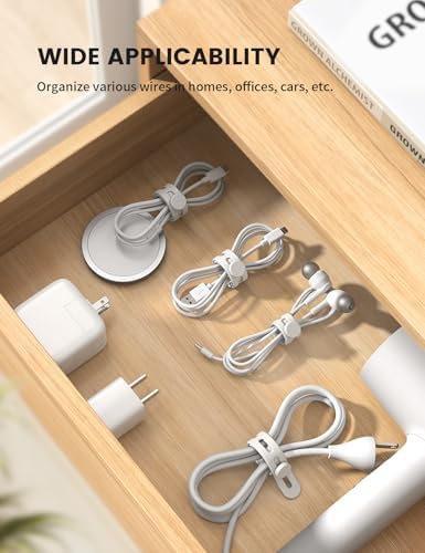 Lamicall 10 Pack Silicone Cable Ties Cord Organizer - Elastic Wire Straps - Image 4